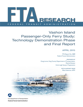 Vashon Island Passenger-Only Ferry Study: Technology Demonstration Phase and Final Report