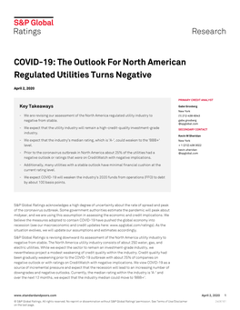 The Outlook for North American Regulated Utilities Turns Negative