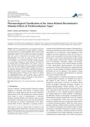Pharmacological Classification of the Abuse-Related Discriminative