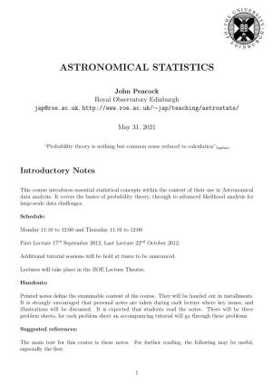 Astronomical Statistics