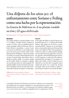 El Enfrentamiento Entre Soriano Y Feiling Como Una Lucha Por La Representación