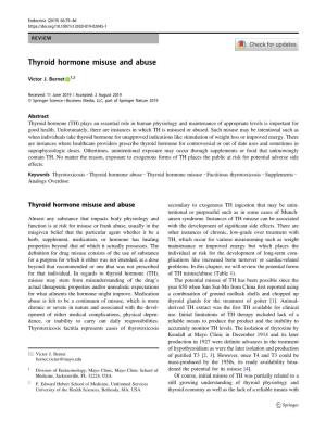 Thyroid Hormone Misuse and Abuse