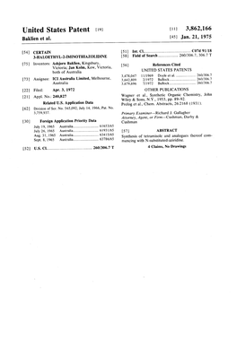 United States Patent (19) (11) 3,862,166 Baklien Et Al