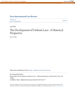 The Development of Uniform Laws - a Historical Perspective, 14 Pace Int'l L