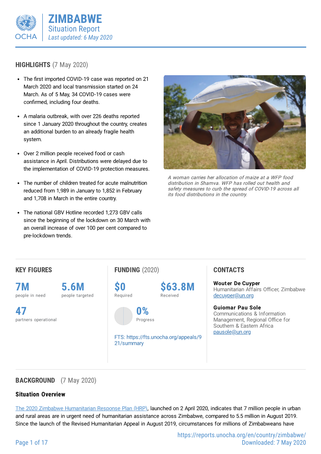 ZIMBABWE Situation Report Last Updated: 6 May 2020