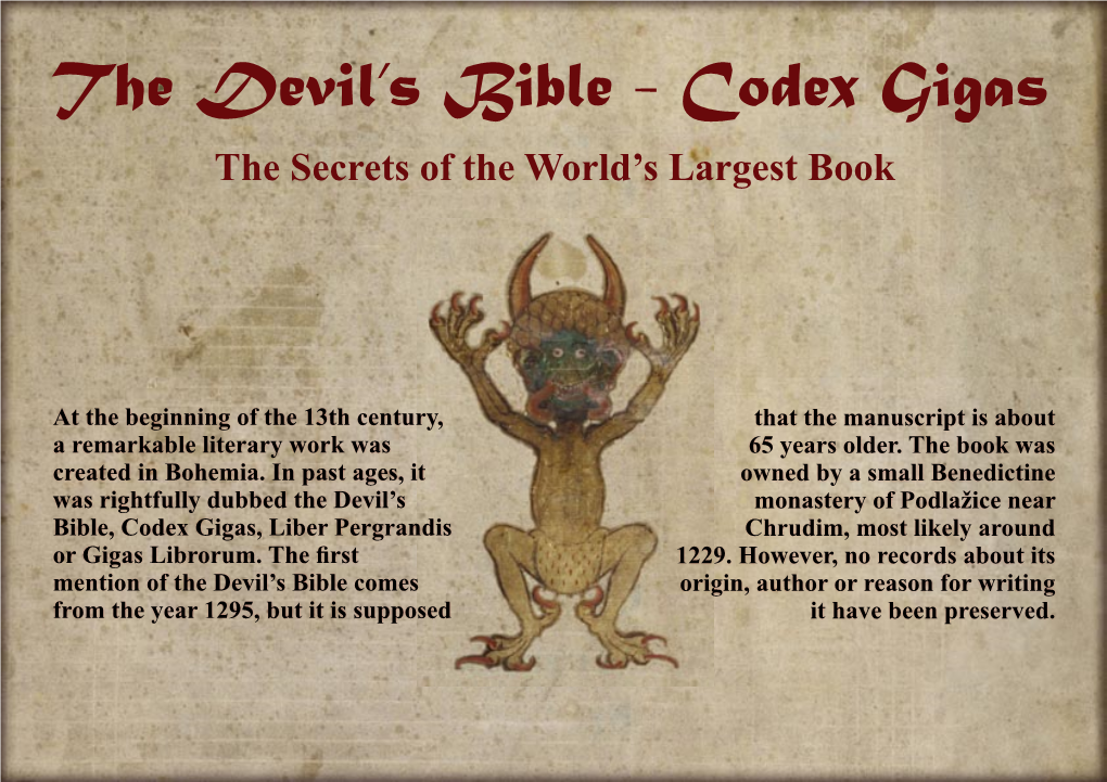 Codex Gigas the Secrets of the World’S Largest Book