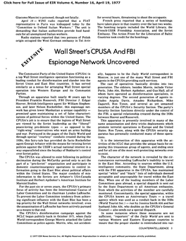 Wall Street's CPUSA and FBI Espionage Network Exposed