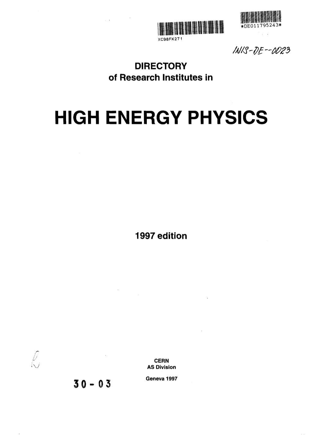 High Energy Physics