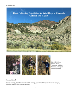 Plant Collecting Expedition for Wild Hops in Colorado October 1 to 5, 2019