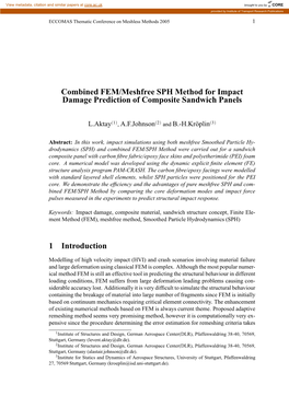 Combined FEM/Meshfree SPH Method for Impact Damage Prediction of Composite Sandwich Panels