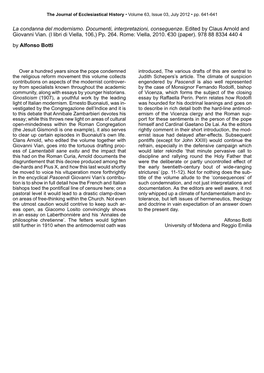 The Journal of Ecclesiastical History, Vol. 63, Issue 03, July 2012