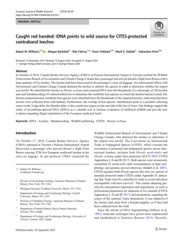 Caught Red Handed: Idna Points to Wild Source for CITES-Protected Contraband Leeches