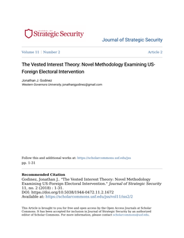 The Vested Interest Theory: Novel Methodology Examining US- Foreign Electoral Intervention