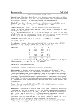 Freieslebenite Agpbsbs3 C 2001-2005 Mineral Data Publishing, Version 1