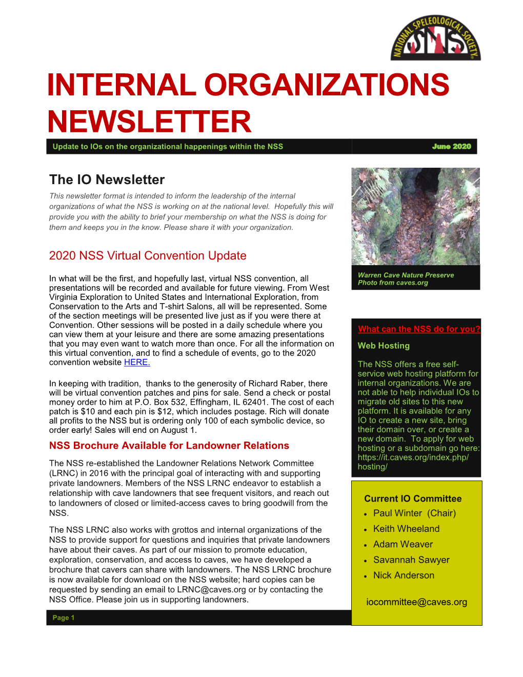 The IO Newsletter, June 2020