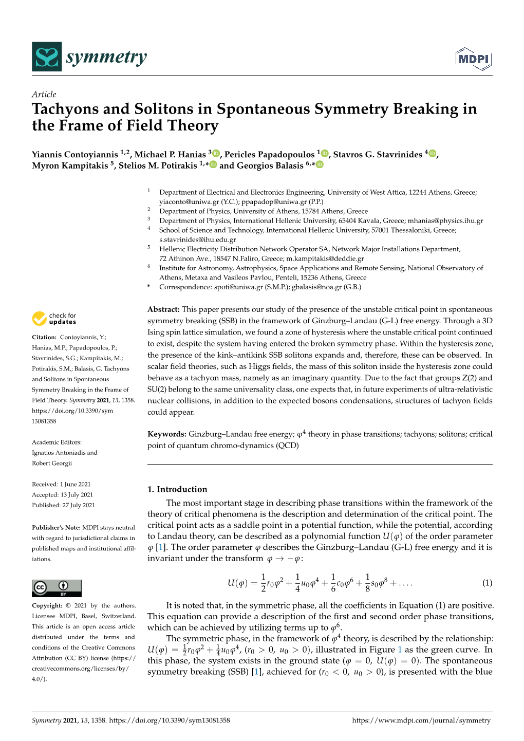 Tachyons and Solitons in Spontaneous Symmetry Breaking in the Frame of Field Theory