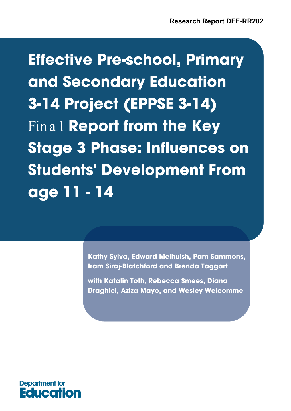 Effective Pre-School, Primary and Secondary Education 3-14 Project