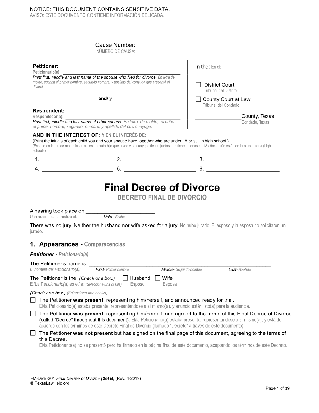 Final Decree of Divorce DECRETO FINAL DE DIVORCIO - DocsLib