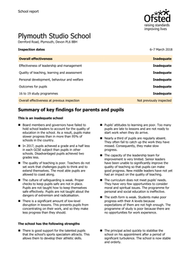 Plymouth Studio School Derriford Road, Plymouth, Devon PL6 8BH