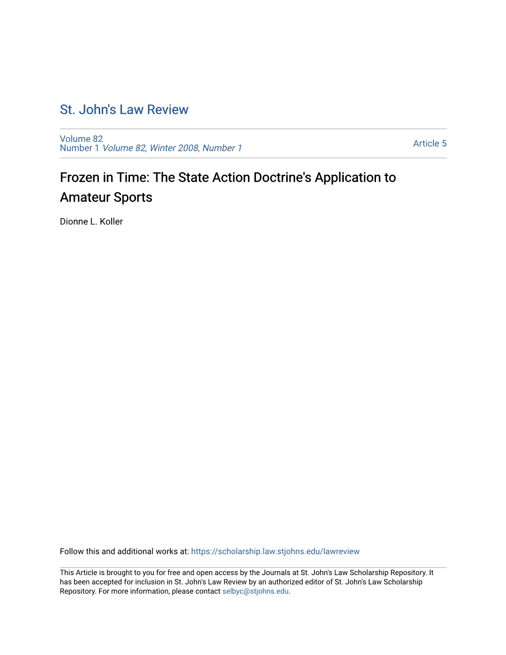 The State Action Doctrine's Application to Amateur Sports