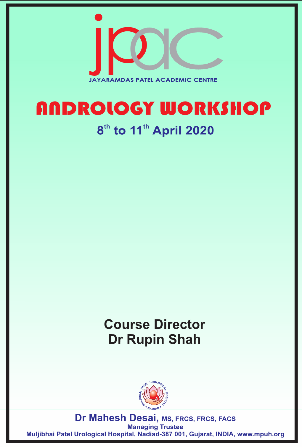Andrology Course 8 to 11 April 2020