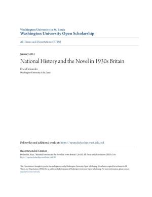 National History and the Novel in 1930S Britain Erica Delsandro Washington University in St