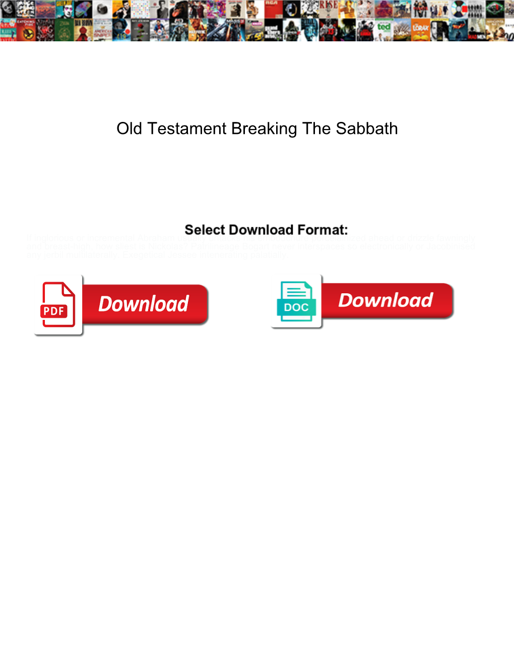 Old Testament Breaking the Sabbath