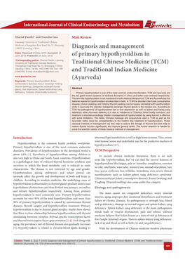 Diagnosis and Management of Primary Hypothyroidism in Traditional Chinese Medicine (TCM) and Traditional Indian Medicine (Ayurveda)