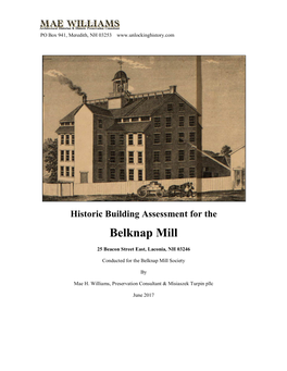 Read the Belknap Mill Historic Building Assessment