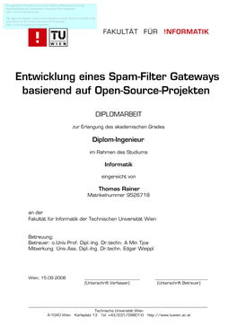 Entwicklung Eines Spam-Filter Gateways Basierend Auf Open-Source-Projekten