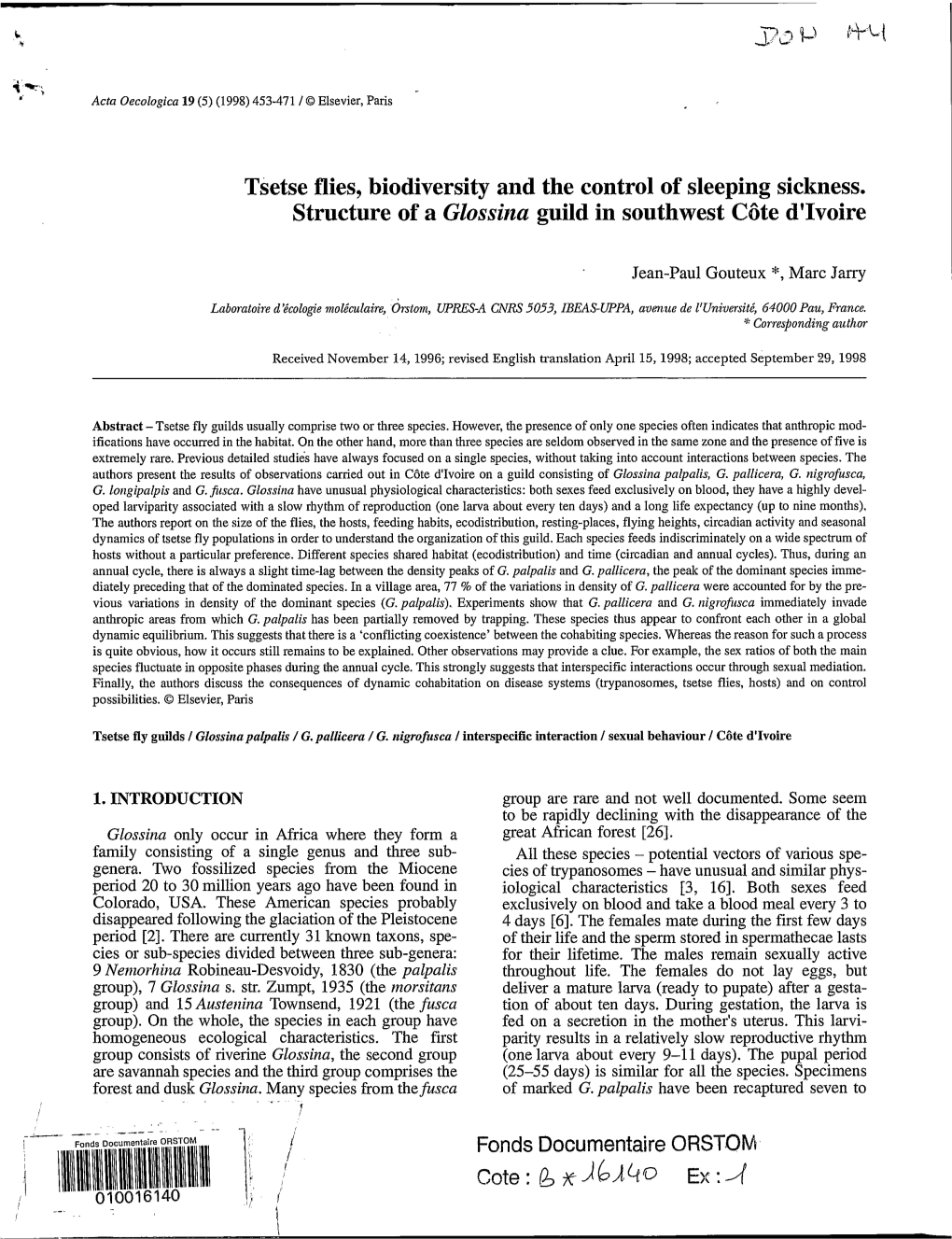 Tsetse Flies, Biodiversity and the Control of Sleeping Sickness