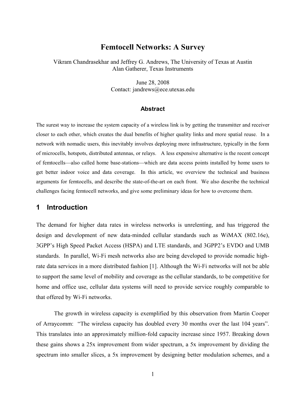 Femtocell Networks: a Survey