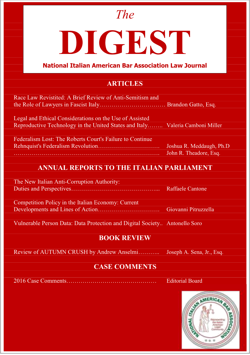 Articles Annual Reports to the Italian Parliament