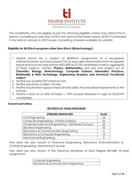 Person Counselling for Admission To