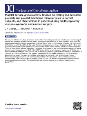 Platelet Surface Glycoproteins. Studies on Resting and Activated Platelets and Platelet Membrane Microparticles in Normal Subjec