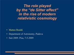 “De Sitter Effect” in the Rise of Modern Relativistic Cosmology