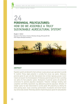 Perennial Polycultures: How Do We Assemble a Truly Sustainable Agricultural System?