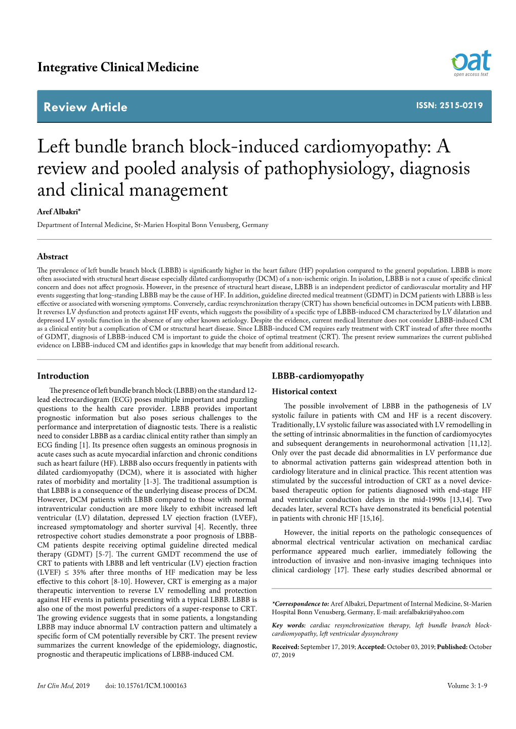 Left Bundle Branch Block-Induced Cardiomyopathy