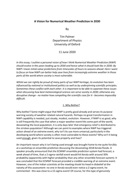 Palmer Essay for WMO White Paper