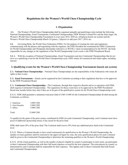 Regulations for the Women's World Chess Championship Cycle