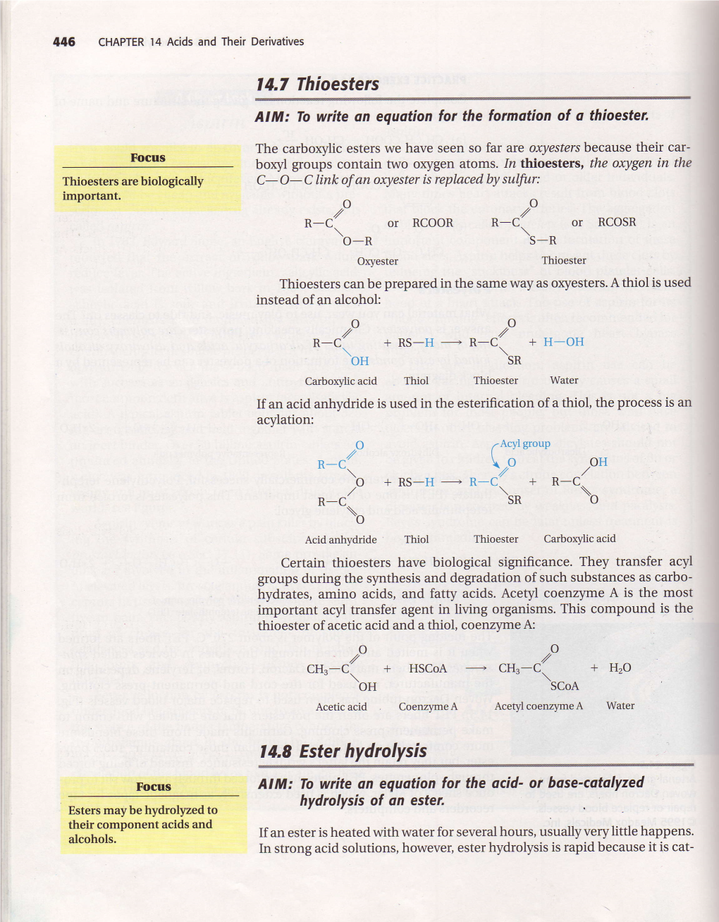 14.8 Ester Hydrolysis 14,7 Thioesters