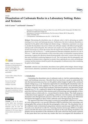 Dissolution of Carbonate Rocks in a Laboratory Setting: Rates and Textures