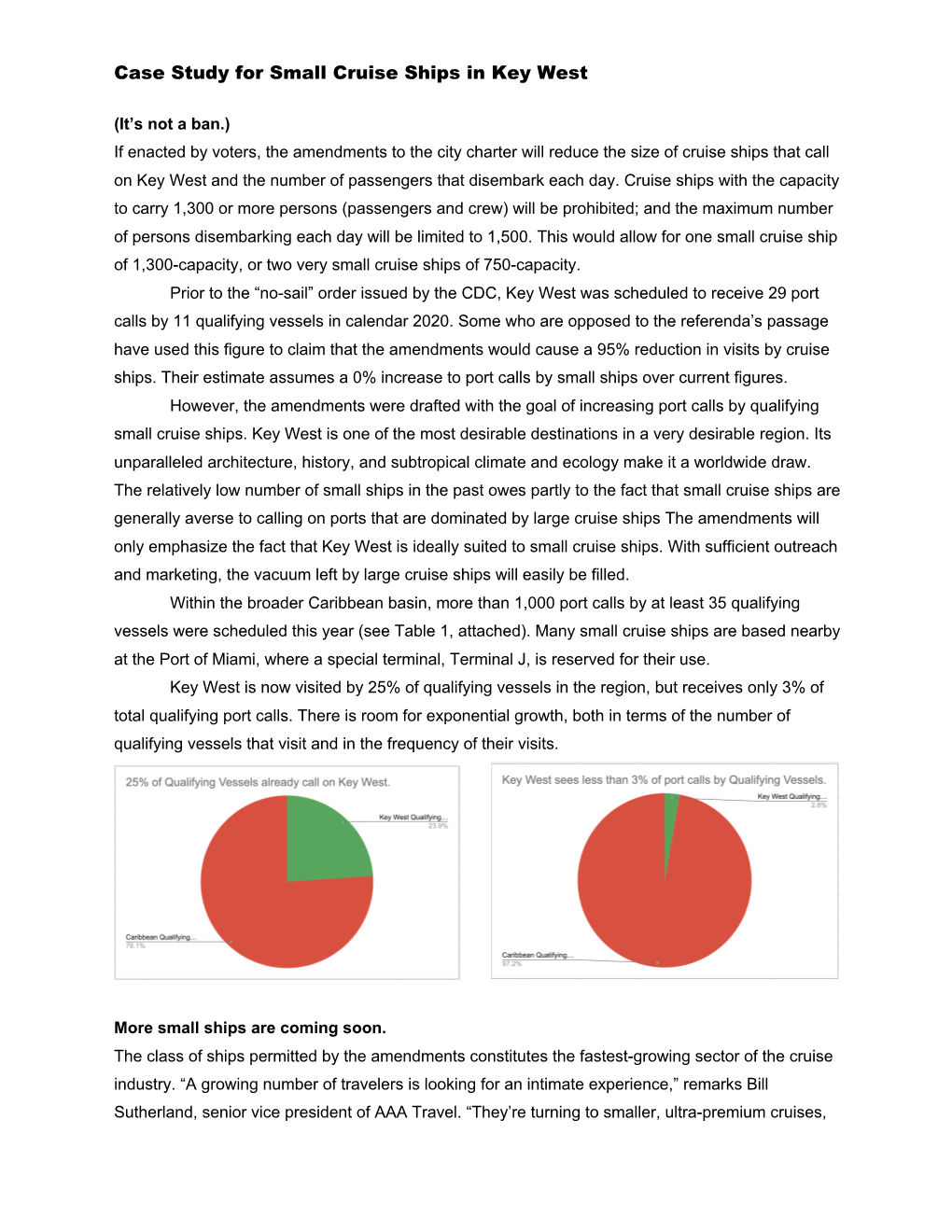 Case Study for Small Cruise Ships in Key West