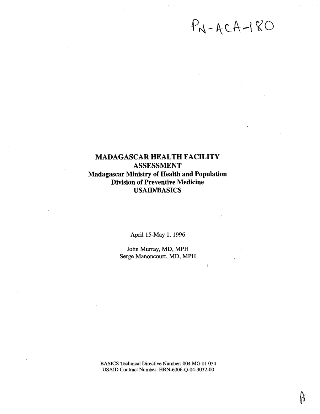 Madagascar Health Facility Assessment Usaidibasics