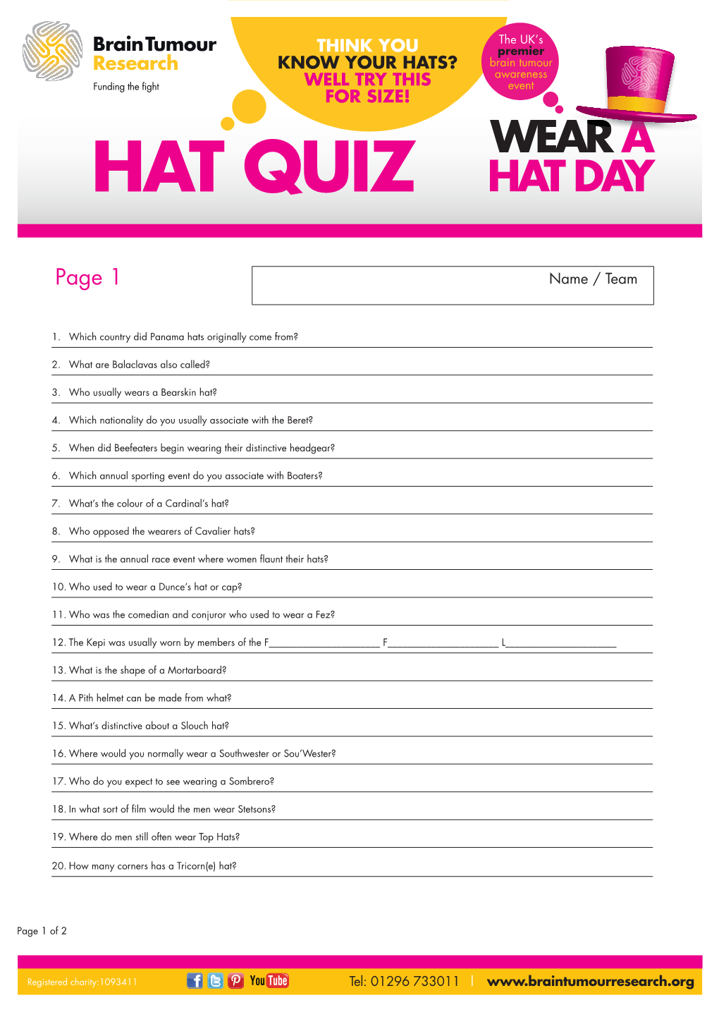 Hat Quiz Hat Day