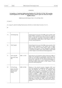 Corrigendum to Commission Implementing Regulation (EU) 2016