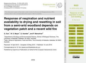 Response of Soil Respiration to Drying and Rewetting