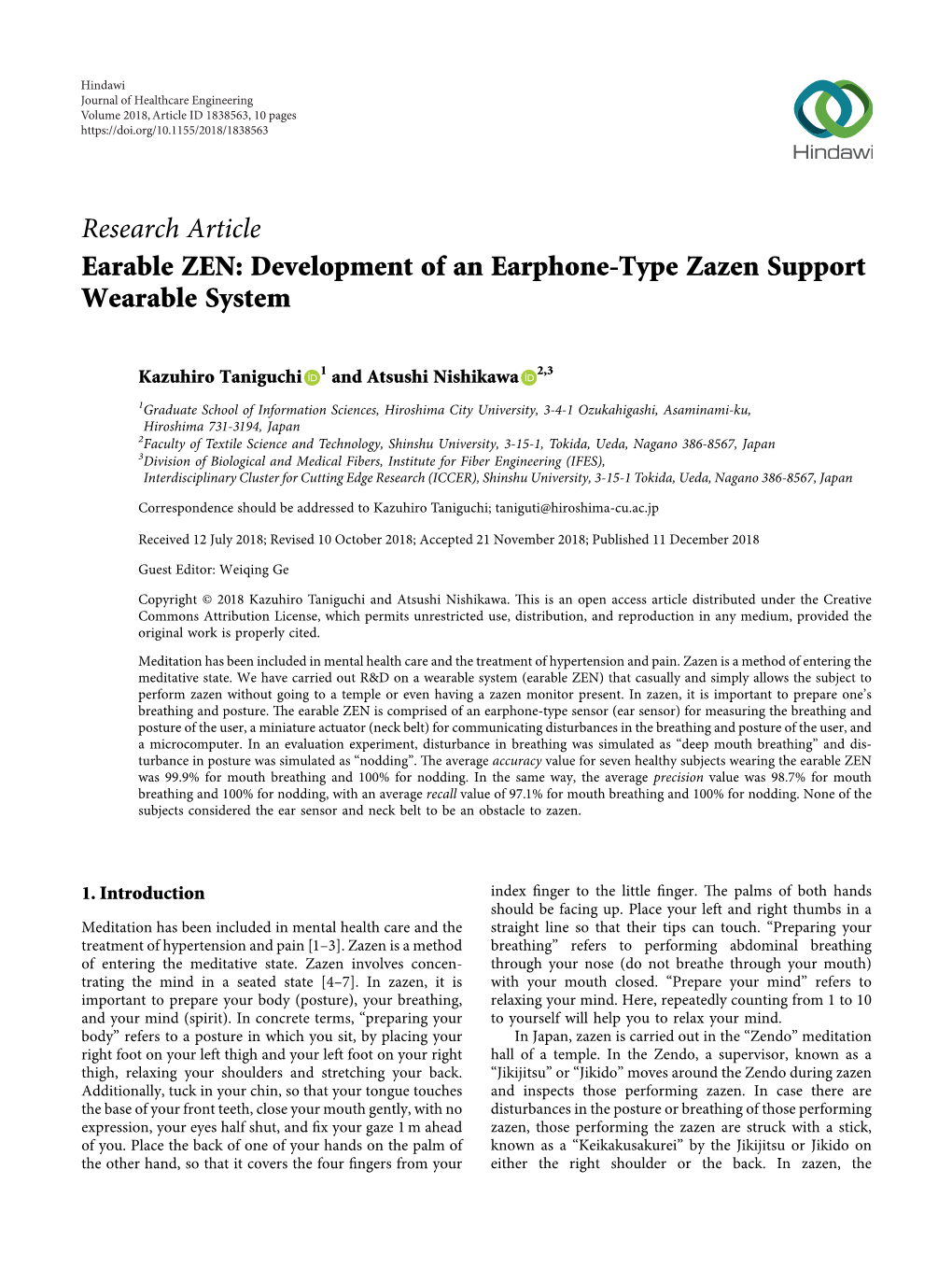 Earable ZEN: Development of an Earphone-Type Zazen Support Wearable System