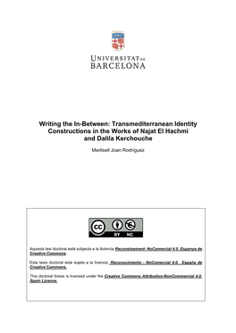 Transmediterranean Identity Constructions in the Works of Najat El Hachmi and Dalila Kerchouche