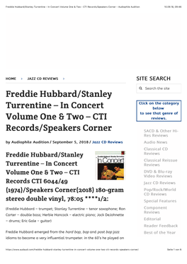 Freddie Hubbard/Stanley Turrentine – in Concert Volume One & Two